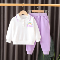 Baby Toddler Girls Set Rainbow Print  Sweatshirt + Pants 2pcs set