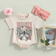 Lovely  Baby Girls  Butterfly Dreamer Romper Bodysuit + Headband